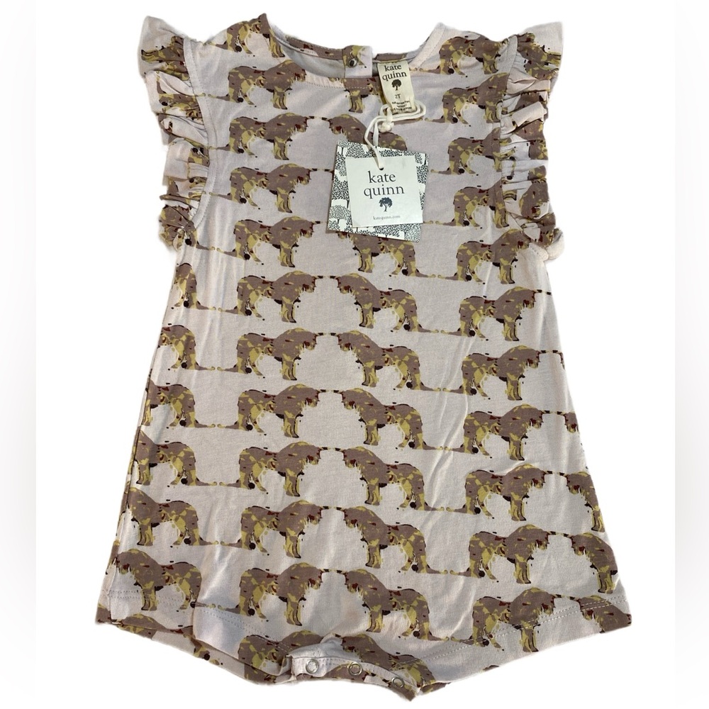 NWT Kate Quinn Watercolor Unicorn One-Piece Shortalls‎ Ruffled Sleeve 2T